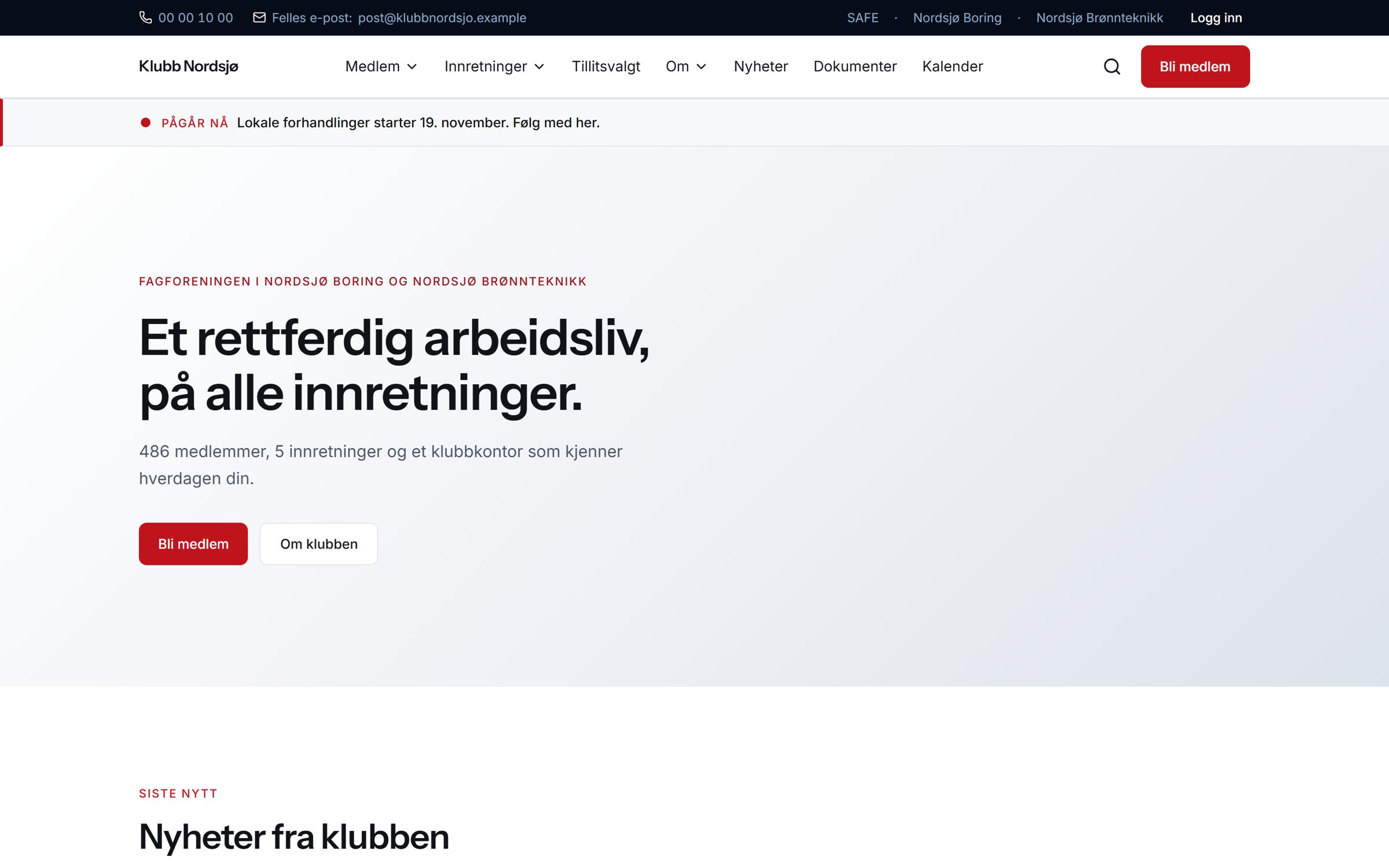 Klubbens egen side