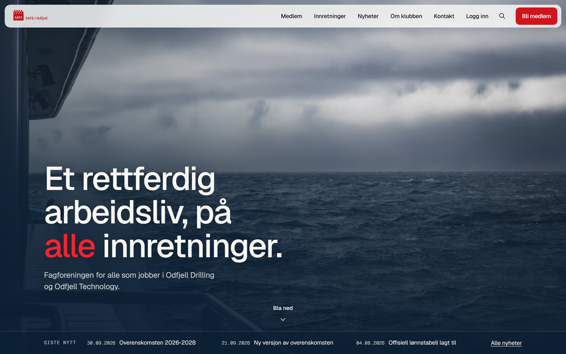 Forsiden på safeiodfjell.no